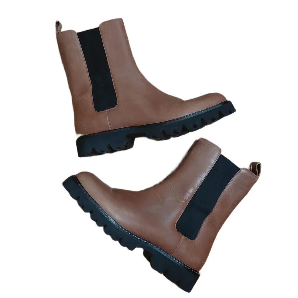 J. Crew Brown Combat Ankle Boots Women's Size 7.5 Booties